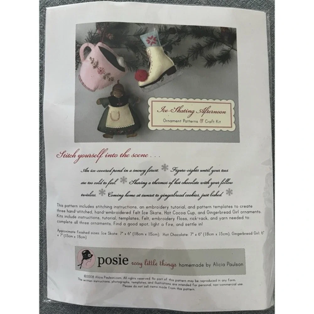 Posie Rosy Little‎ Things Ice Skating Felt Ornament Craft Kit NEW Holiday Xmas